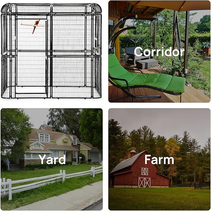 wonline Parrot Cages for Large Birds Outdoor Extra Large Bird Cage with Bird Cage and Perch, Suitable for Macaws Canaries Parrots Budgie Lovebirds (Black)