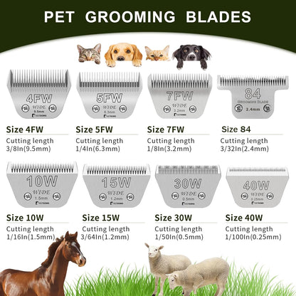 Detachable Pet Dog Grooming Blades-Size 40W Dog Grooming Wide Blade,Cutting Length 1/100",Compatible with Andi-s,Oster A5,Wahl km10 Clippers
