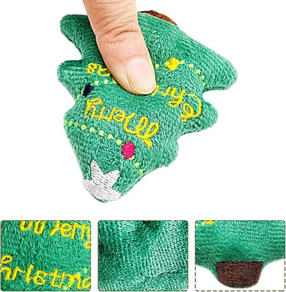 10 Pcs Christmas Cat Catnip Toys for Indoor Cats Interactive Xmas Plush Stuffed Kitten Chew Bite Kick Toys Kitty Playing Relieve Stress Cat Lovers