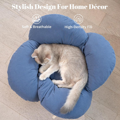 CHEERHOME PETS Elevated Cat Bed Wooden with Cushion Fluffy Pet Couch Sofa for Indoor Cats Raised Kitty Lounge Chair Suitable for Puppy, Cat Furniture(Deep Blue)