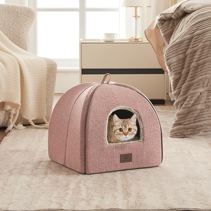 WINDRACING Cat Bed for Indoor Cats - Cats Cave Bed Cat House Cat Tent with Removable Washable Cushioned Pillow, Soft Kitten beds, & Furniture, for Small and Medium Pet Bed