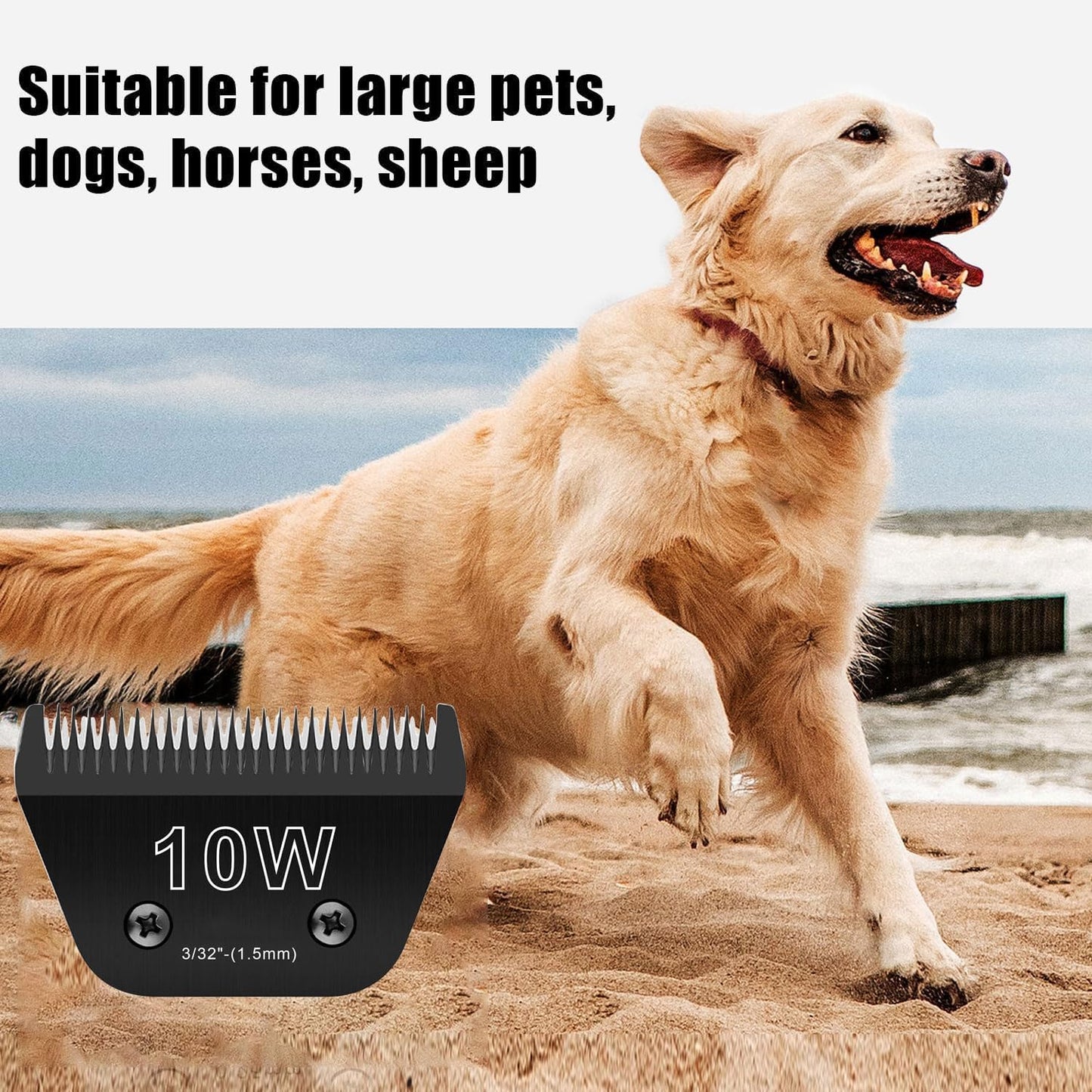 2PCS 10W Wide Blades for Dog Grooming Blades Compatible with Andis Dog Clippers Blades,Dog Clipper Blades Compatible with Oster A5,Wahl km10 Dog Clippers,Stainless-Steel Blade Sharp