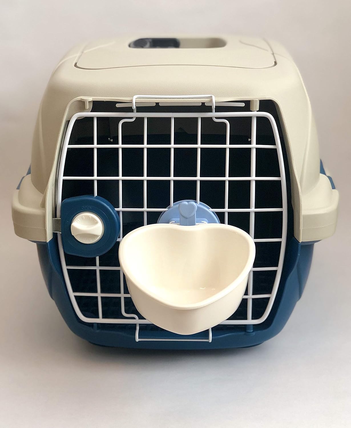 Choco Nose Patented Removable Heart Shaped Food Bowl for Dogs/Puppies/Rabbits/Cats/Guinea Pigs/Chinchillas/Birds -Water Dish for Small Pets or Animals - for Wire Cages or Crates 8 oz, Blue (C607)
