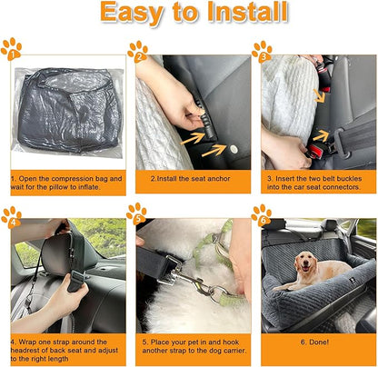 Sephyroth Dog Car Seat for Large Dogs Under 100LBS,Dog Car Bed Washable Pet Travel Safety Car Seat,Super Soft Safe Removable Pet Booster Seat,Fits for All Cars Back Seat-Gray