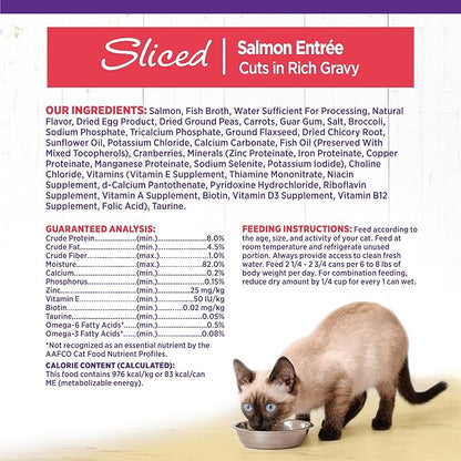 Wellness Complete Health Sliced Adult Wet Cat Food, Natural, Protein-Rich, Grain Free, 3 Ounce, 24 Pack, (Salmon Entrée)