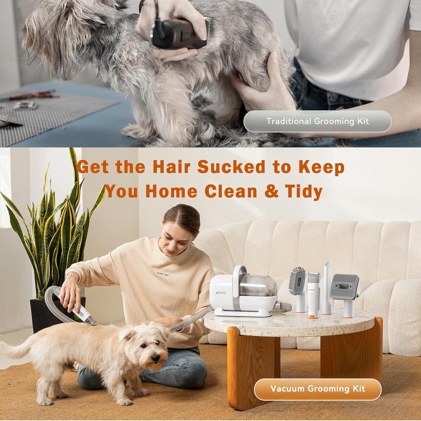 Dog Grooming Vacuum Kit, All-in-One Pet Grooming Vacuum with Pet Clippers, Low Noise Dog Hair Vacuums with 1.5L Dust Cup, Dogs deshedding Vacuums Brush for Dogs Cats
