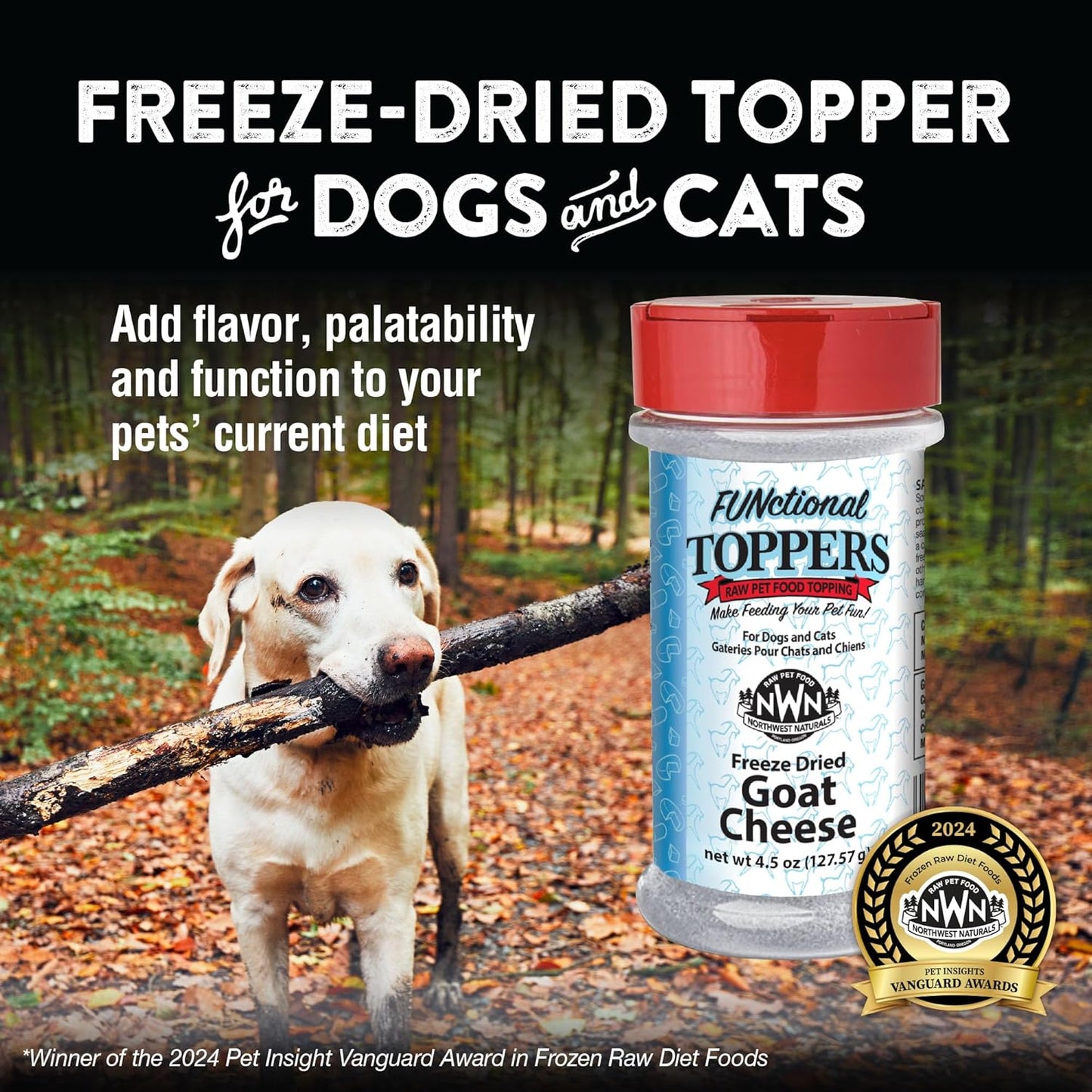 Northwest Naturals Freeze-Dried Goat Cheese Functional Topper - for Dogs & Cats - Healthy, 1 Ingredient, Human Grade Ingredients, All Natural, Proudly Made in USA, 4.5 Oz (Pack of 2)