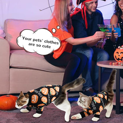 Pet Puppy Dog Halloween Sweater Cat Pumpkin Knitwear Clothes Costume with Cute Boo Pattern Halloween Sweater Coat for Kittens Small Dogs Cats XXL