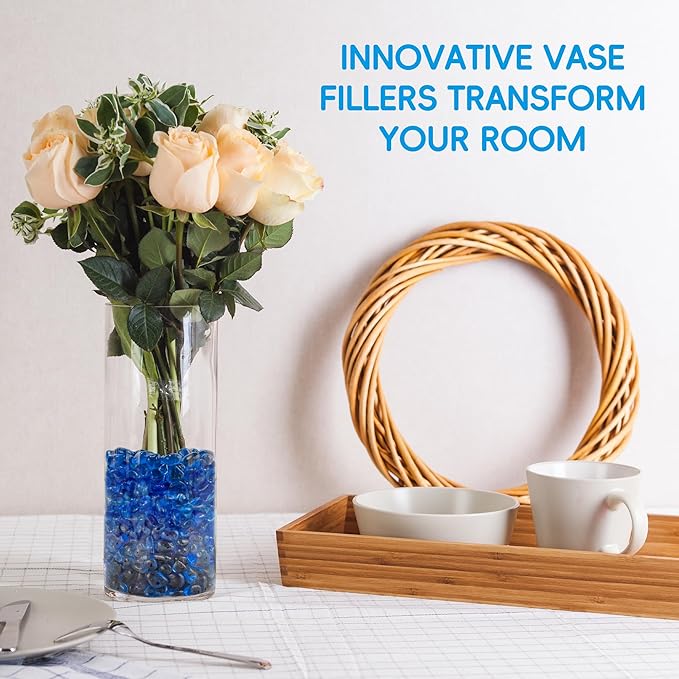 Colorful Glass Stones, 0.97 LB Fish Tank Gravel, Small Irregular Rainbow Aquarium Gravel for Aquarium Decorations and Turtle Tank , Sea Glass Beads Crystals for Fish Bowl, Vase Filler,Sea Blue