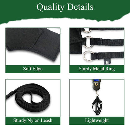 A1HC Escape Proof Cat Harness and Leash - Soft Adjustable Vest, Comfortable Mesh and Long Strips with Air Tag Pocket, Easy Control, Safe Walking Harness for Cats & Kittens - Black (Medium)