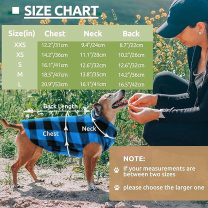 KAMA BRIDAL Spring Autumn Winter Coat Pullover Fleece Vest for Cats Small and Medium Dogs Thin Sweater Blue & Black Plaid (Blue, XS)