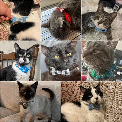 Airtag Cat Collar with Bells and Bowtie -Safety Elastic Band Kitten Collar for Apple Air Tag Holder- Cute GPS Cat Tracker Collars for Girl Boy Cats and Puppies, Adjustable 8"-12" Pink