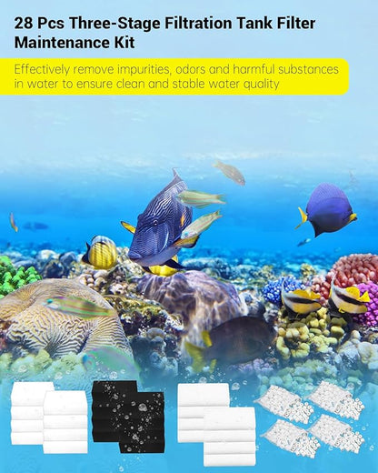Prismora 8 Sets of Three-Stage Filtration Tank Filter Maintenance Kit for AquaClear 50 Power Filter, Compatible with 20-50 Gallon Aquariums
