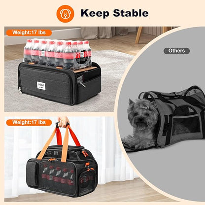 17x12.5x8.5 TSA Approved Expandable pet Carrier for Extra-Small Dog Under 6 lbs,Small-Medium cat Under 8 lbs,for jetblue and Other Airlines only Have 8.5'' Height Space underseat