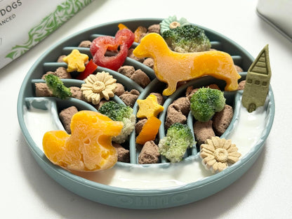 OHMO Slow Feeder Dog& Cat Bowl, Silicone Puppy Cat Food Bowl with Anti-Slip Suction Cup Slow Down Small Dogs Eating, Anti Choking (S-Tree of Life,Sage Green)