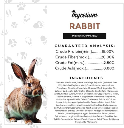 Mycelium Premium Rabbit Food - Organic, Non-GMO, High Nutritional Value Food for Rabbits, Sourced from Local USA Farms, Sustainable Farming, 5 lbs