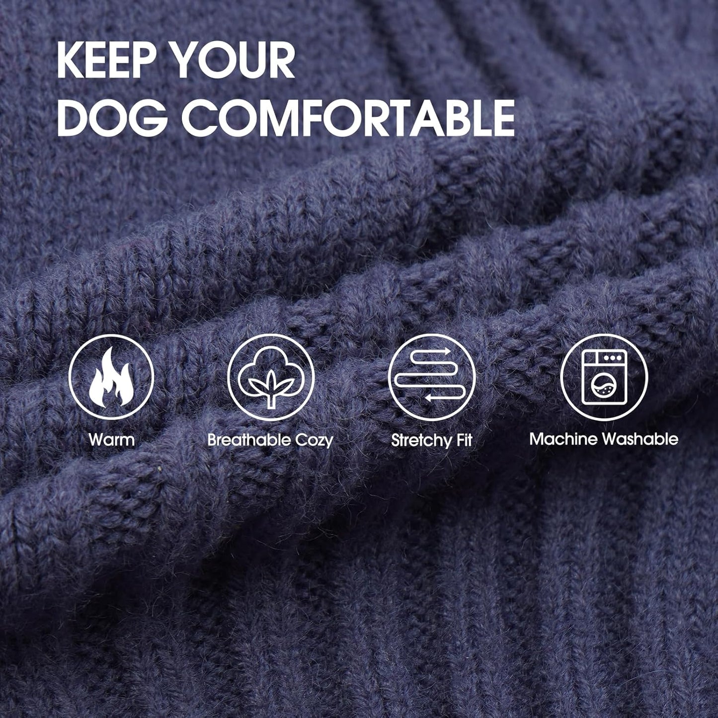 IECOii Great Dane Sweater,5XL Extra Large Sweater for Giant Breed Dogs in Winter,Turtleneck Cold Weather Knit Clothes,Machine Washable,Elastic Pullover for Saint Bernard,Mastiff (Blue,XXXXXL)