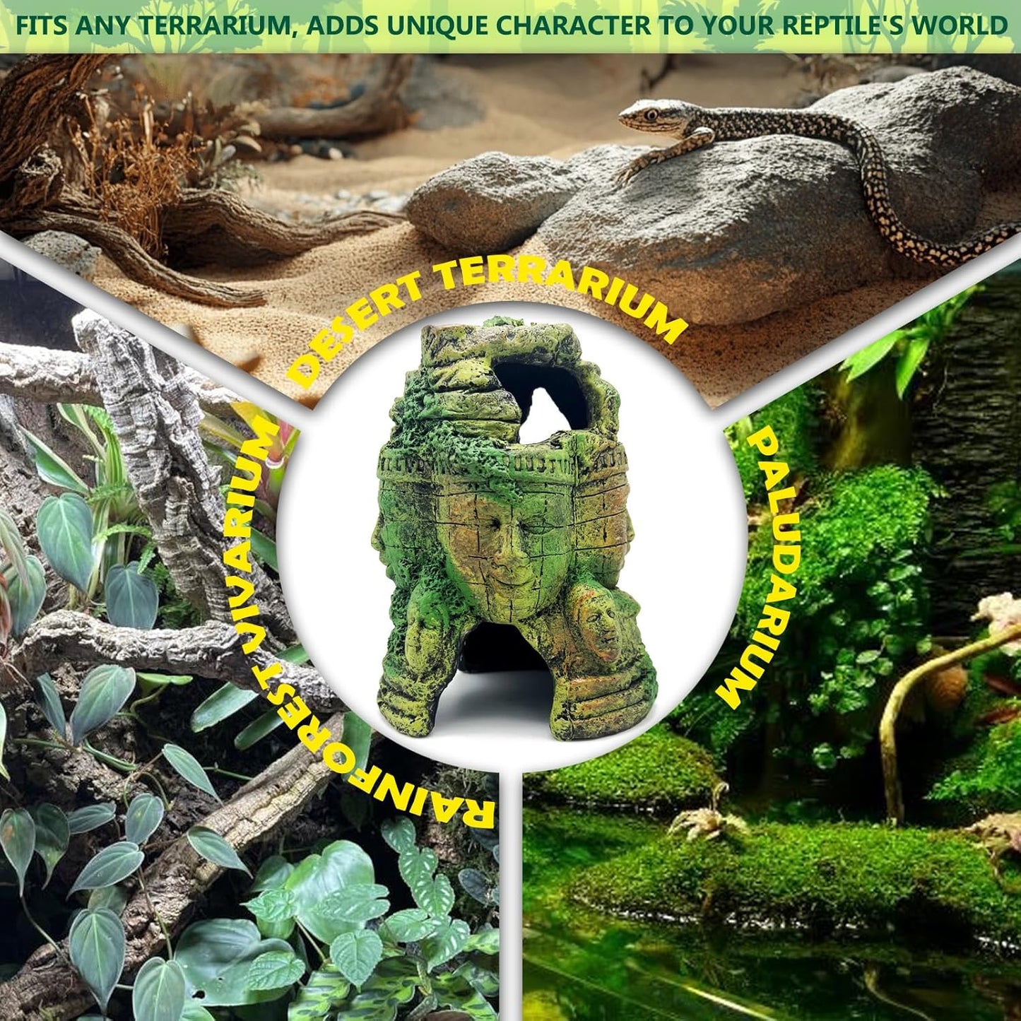 Bearded Dragon Reptile Hide Caves Khmer Buddha Ruins Décor Lizard Leopard Gecko Hideout Terrarium Tank Snake Amphibian Personalized Cambodia Decoration