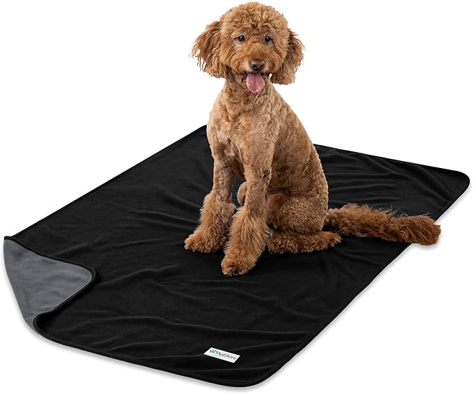 PetAmi Waterproof Dog Blanket for Extra Large Pets Dogs Cats, Large Pet Couch Cover Protector for Furniture, Reversible Washable Soft Fleece Cat Blanket for Bed Couch Sofa, 60x80 (Black/Gray)