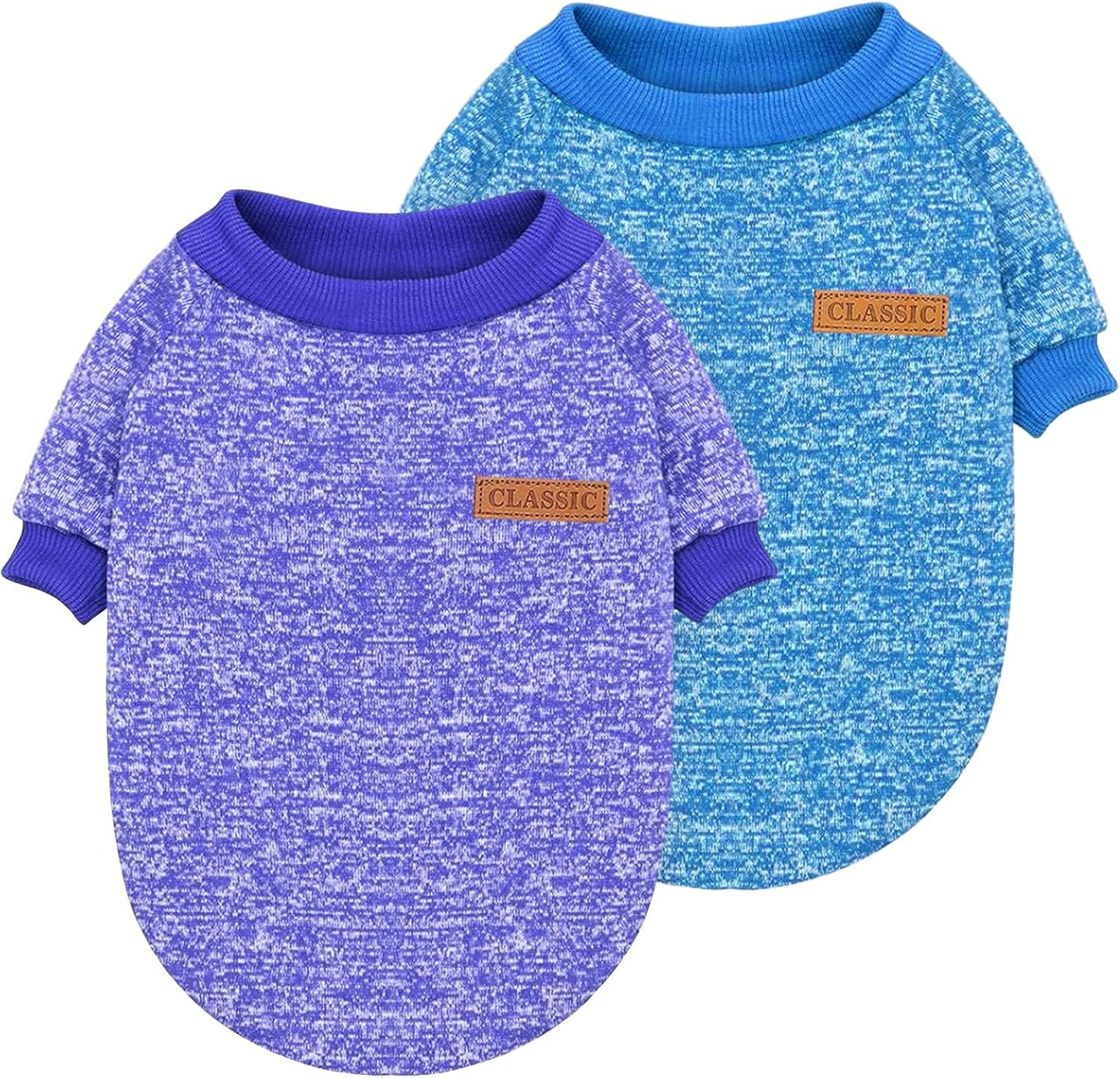 2 Pieces Pet Dog Classic Knitwear Sweater, Fleece Coat for Small,Medium Dogs,Warm Pet Dog Cat Clothes,Soft Puppy Customes for Chihuahua Yorkshire Tzu (Blue Dark Navy,S)