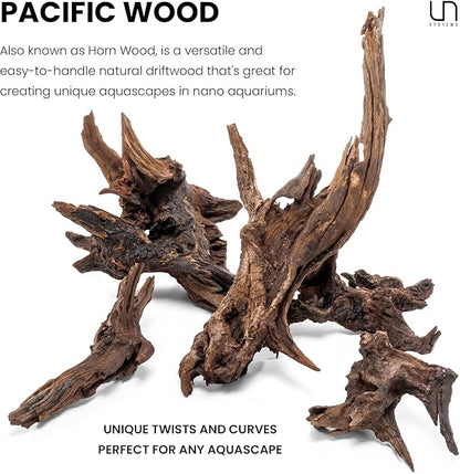 Ultum Nature Systems Driftwood - Pacific Drift Wood for Fish Tank, Planted Tank, Terriarium, Paludarium - Versatile Natural Driftwood Decor, Events Wood Centerpiece - Pacific Wood, M 12-15", 5 Pack
