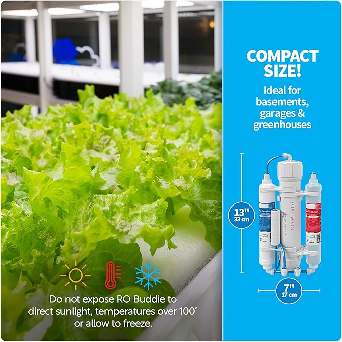 Aquatic Life RO Buddie 3-Stage Hydroponic Reverse Osmosis Water Filter System RO Filtration Unit, 75 GPD
