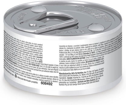 Hill's Science Diet Perfect Weight, Adult 1-6, Weight Management Support, Wet Cat Food, Turkey & Vegetables Stew, 2.9 oz Can, Case of 24