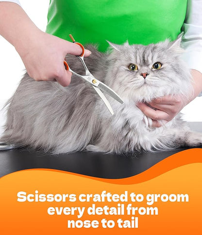 Fenice Peak 6'' Small Curved Thinneing Scissors Lightweight Dog Cat Grooming Scissors with Safety Round Tip JP440C Stainless Steel