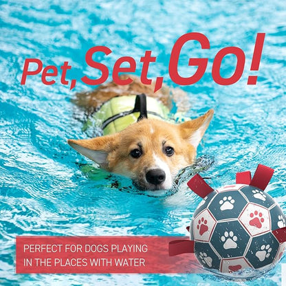 QDAN Premium Dog Balls Toys, Pet Training Soccer Ball with Straps, Puppy Birthday Gifts, Dog Water Toy, Durable Herding Balls for Small Medium Dogs, Pet Toys Puppy Ball (6 Inch)
