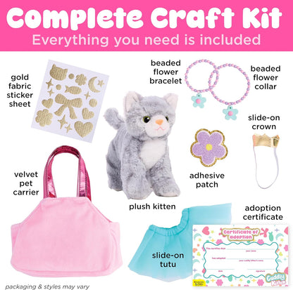 Creativity for Kids Cuddly Kitten Kit | Adopt, Accessorize & Decorate a Plush Pet | Toddler Purse & BFF Jewelry Gift for Girls | Encourages Imaginative Play & Fine Motor Skills (Ages 4+)