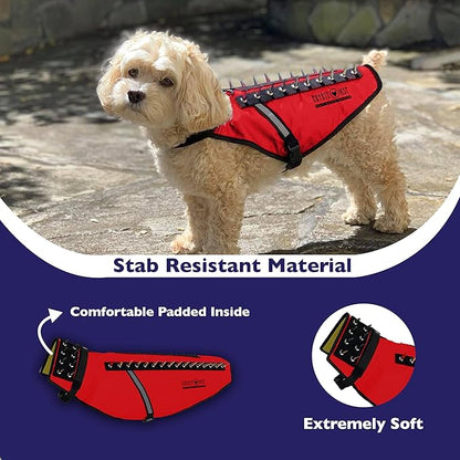 CoyoteVest Dog Harness Protection Vest, Reflective Dog Accessories with Spikes to Shield Your Pet from Raptor and Animal Attacks, Proudly Made in America (XX-Small, Red)