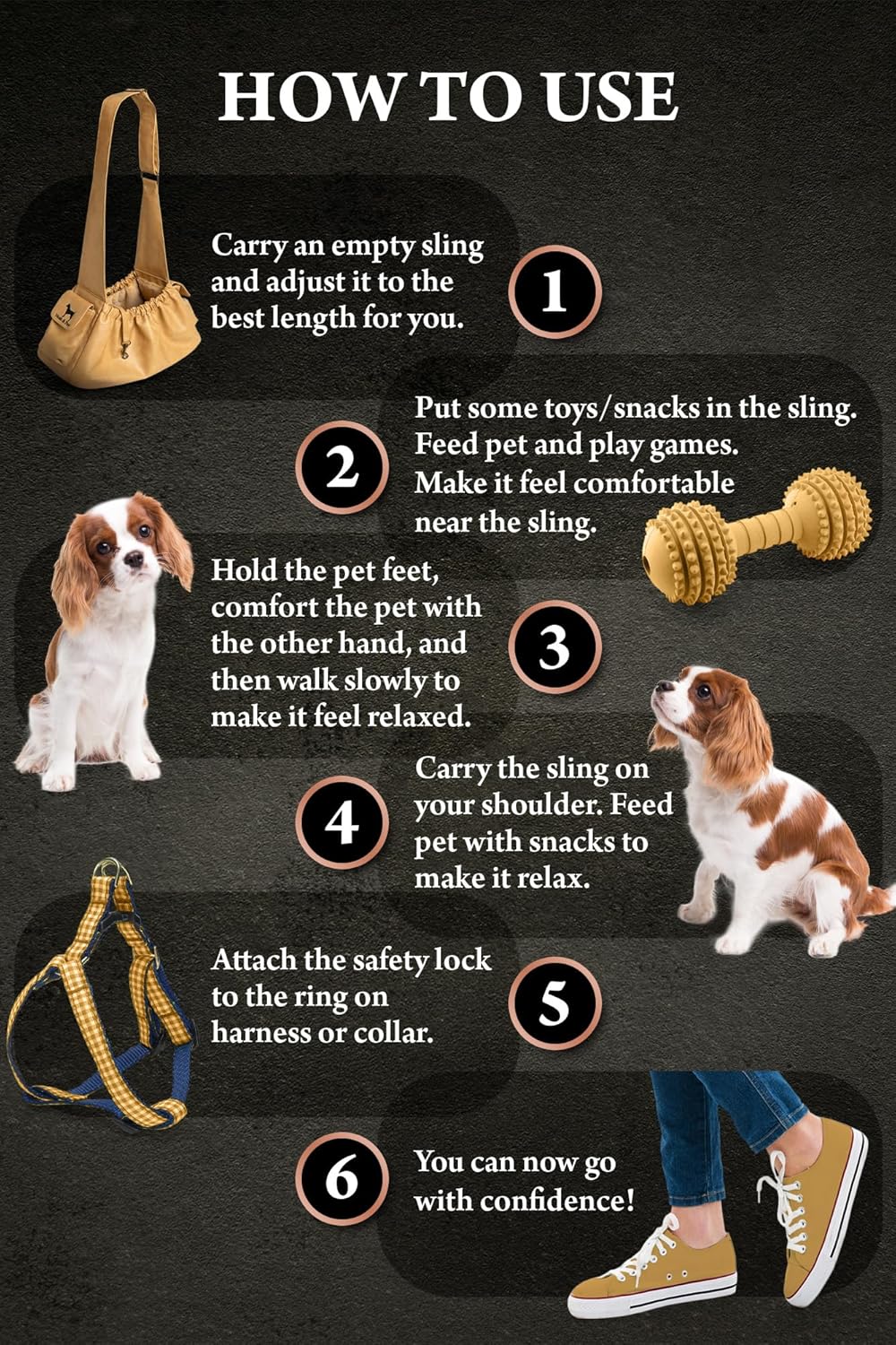 Noah & Paw Dog Sling Carrier for Small Dogs 5-18lb, Dog Sling for Small Dogs and Cats, Dog Carrier with Adjustable Padded Strap, Vegan Leather Lined with Fur, Double Safety Feature, Machine Washable