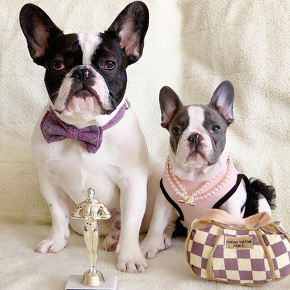 Haute Diggity Dog Haute Diggity Checker Chewy Vuiton Dog Handbag - Medium Plush Designer Dog Toys with Squeaker & Machine-Washable Enrichment & Safe Materials for All Breeds, Size Medium