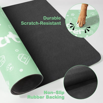 Pet Feeding Mat,Dog Cat Mat for Food and Water,Dog Bowl Waterproof Placemat with Rubber Backing,Absorbent Quick Dry Water Dispenser Mat for Pet（Green 12"×18"）