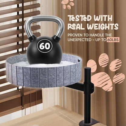 Cat Desk Bed with 360° Rotation & Height Adjustment, 60LB Capacity – Ultra-Plush Desk Mounted Perch Attachment, Table Cat Bed for Computer Desk, Washable Fluffy Hammock