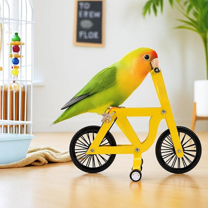 Bird Intelligence Training Toy Mini Bicycle Parakeet Parrot Bike Trick Educational Puzzle Bird Foot Talon Toy for Small Medium Lovebird Conures Cockatoo Exercising Interactive Table Top Prop, Large