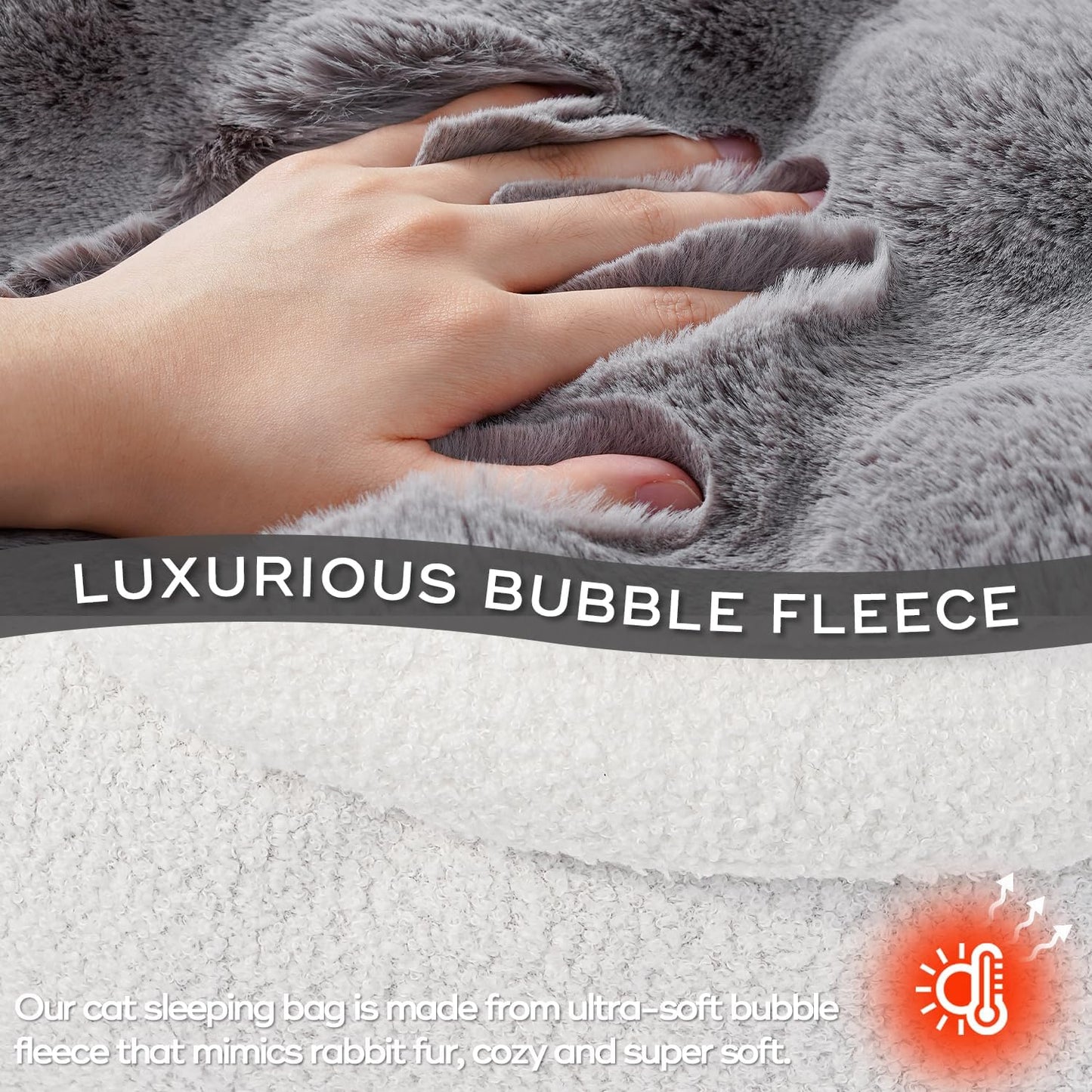 Cat Sleeping Bag 4 in 1 Function Snuggle Bag Blanket Mat Cozy Soft Warm & Washable (Small Cats) Cave Grey 21 × 17 Inch