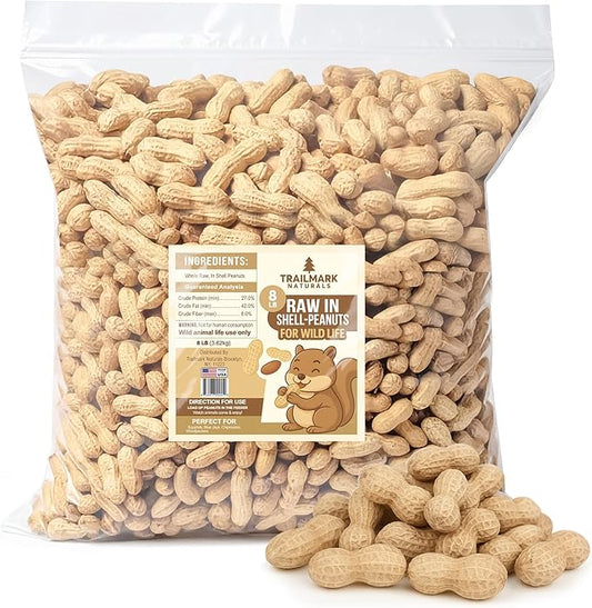 8 LB - Raw Peanuts For Squirrels, Raw In Shell Peanuts For Birds and Wildlife- Squirrel Food, Wild Bird Seed - Grown in The USA
