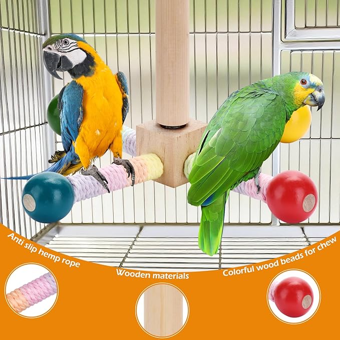 2 in 1 Multi Purpose Bird Stand Perch Toy Kitten Toy Bird cage Accessories 360 ° Interactive Rotating Toy Suitable for Wooden Stands for Parakeets Cockatoos and Birds