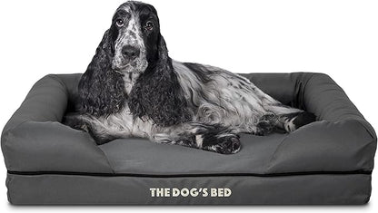The Dog’s Bed Medium Oxford Grey, Memory Foam, Pain Relief: Arthritis, Hip & Elbow Dysplasia, Post Surgery, Lameness, Supportive, Calming, Waterproof Washable Cover