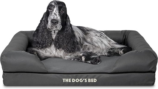 The Dog’s Bed Medium Oxford Grey, Memory Foam, Pain Relief: Arthritis, Hip & Elbow Dysplasia, Post Surgery, Lameness, Supportive, Calming, Waterproof Washable Cover