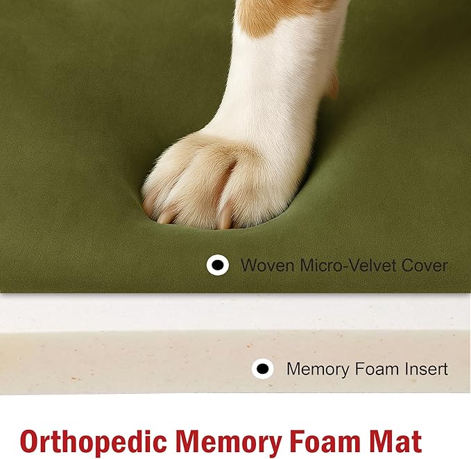 Majestic Pet Orthopedic Memory Foam Dog Crate Mat - Plush Pet Bed Pad for Crates & Kennels | USA Crafted | 36"x23" Villa Fern