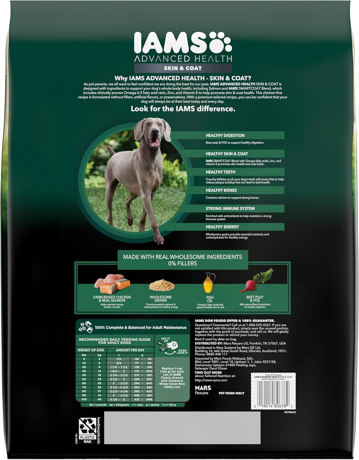 IAMS Advanced Health Skin & Coat Adult Dry Dog Food Chicken and Salmon Recipe, 13.5 lb. Bag