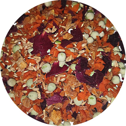 Chinchilla Food - 8oz Natural Treat Mix with Carrots, Green Peas, Sweet Potatoes, Oats and Rose Petals - for Squirrels, Rabbits, and Small Herbivores