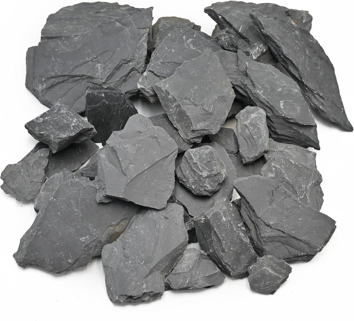 Natural Slate Stone for Aquarium 3 to 10 Inches Fish Tank Rocks Reptile Basking Stones & Fairy Garden Decor,Aquascaping,Paludariums-20lb