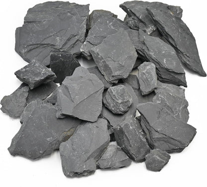 Natural Slate Stone for Aquarium 3 to 10 Inches Fish Tank Rocks Reptile Basking Stones & Fairy Garden Decor,Aquascaping,Paludariums-20lb