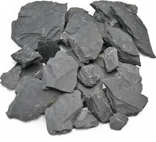 Natural Slate Stone for Aquarium 3 to 10 Inches Fish Tank Rocks Reptile Basking Stones & Fairy Garden Decor,Aquascaping,Paludariums-20lb