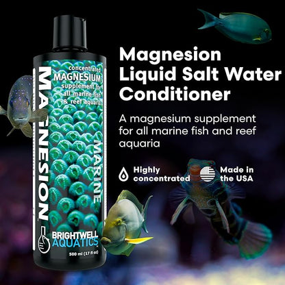 Brightwell Aquatics Magnesion Liquid Salt Water Conditioner - Concentrated Magnesium Supplement For Reef and Marine Aquariums, 16.9 fl oz