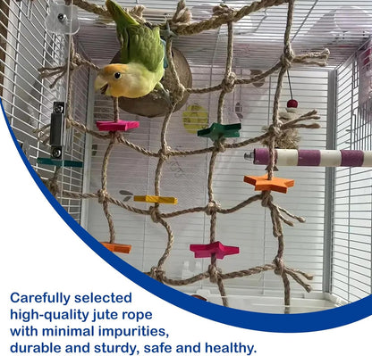 Bird Climbing Rope Net Climbing Rope Ladder,Size - 18''X20'' Parakeet Cage Hanging Toys for Rats Parakeet Cockatiel Cockatoo Conure African Grey Budgie
