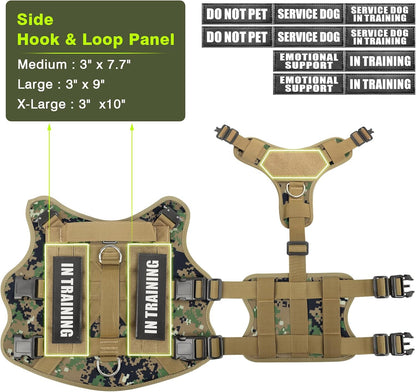 WINSEE Service Dog Vest Harness for Large Dog, Tactical Working MOLLE Vest with 10 Pet Patches, No Pull Heavy Duty Harness for Training Hunting Walking